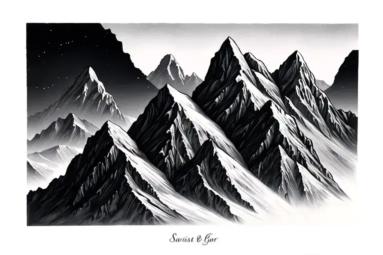 mountains Swiss alps tattoo design idea