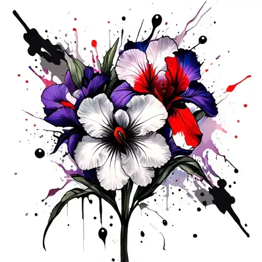 primrose violet iris flower tattoo design idea