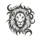 minimal lion designed include word "MR.JK"  insert fire or crown in it tattoo design idea