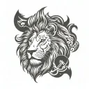 minimal lion designed include word "MR.JK"  insert fire or crown in it tattoo design idea