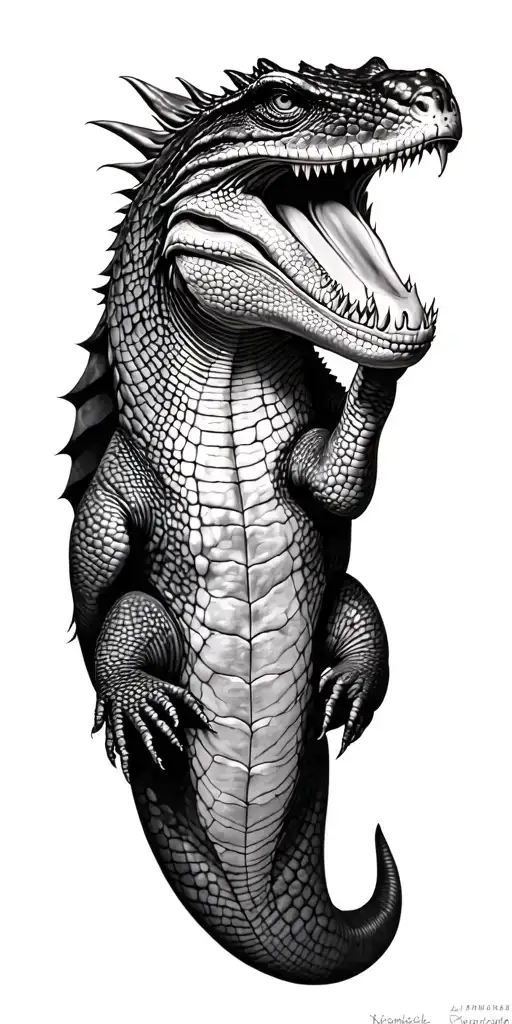 komodo dragon black and white tattoo design idea