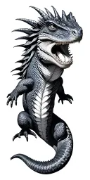 komodo dragon black and white tattoo design idea