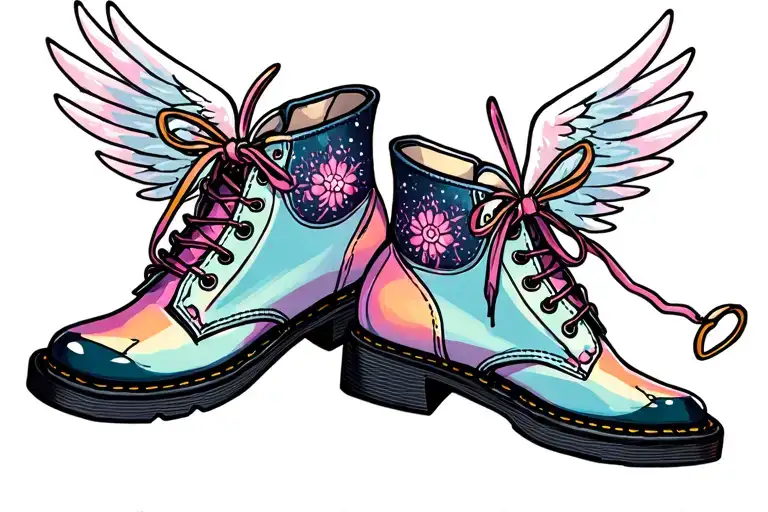 vellie shoes with wings spread tattoo design idea