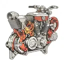 motorcycle engine, riley, poker tattoo design idea