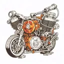 motorcycle engine, riley, poker tattoo design idea