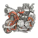 motorcycle engine, riley, poker tattoo design idea