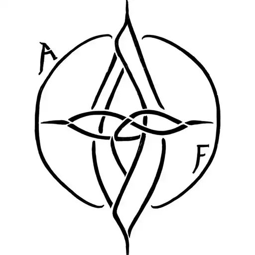 Celta knot with a letter A and a F tattoo design idea