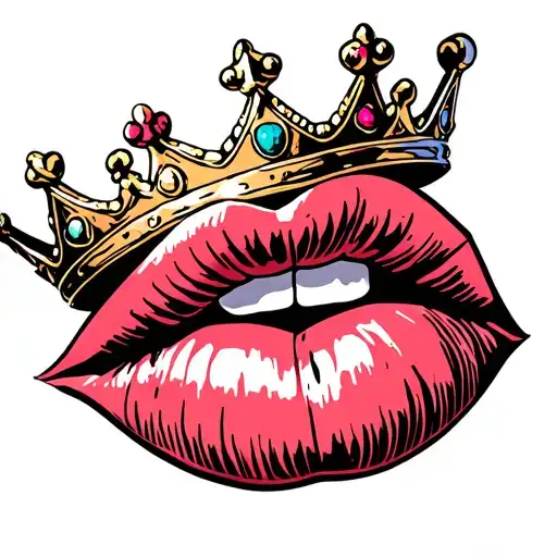 king queen crown kiss lips tattoo tattoo design idea