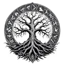 nordic runes forming yggdrasil tree tattoo design idea