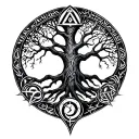 nordic runes forming yggdrasil tree tattoo design idea