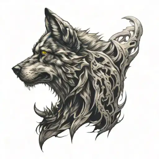 demon wolf tattoo design idea