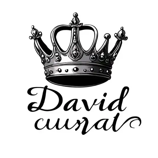 the name david cursive writing and a kings crown for a female neck  symbol love  tattoo design idea