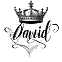 the name david cursive writing and a kings crown for a female neck  symbol love  tattoo design idea