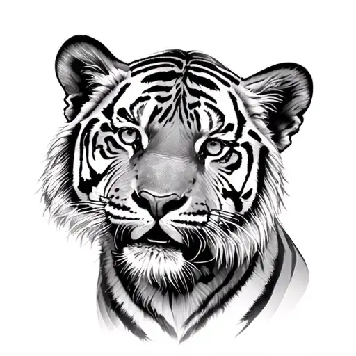 tiger and cub surrounded tattoo design idea