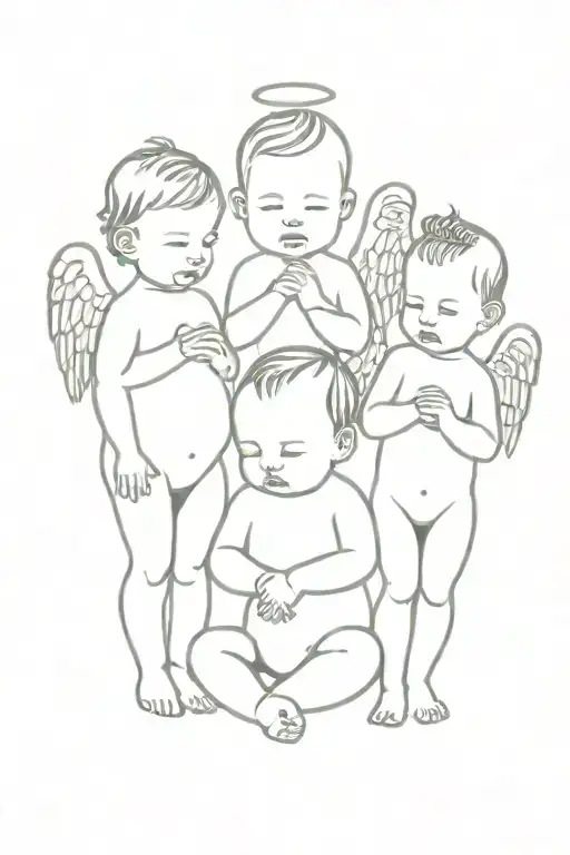 3 baby Angeles tattoo design idea