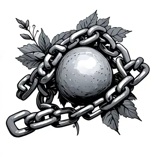  ball and chain ankle  tattoo design idea