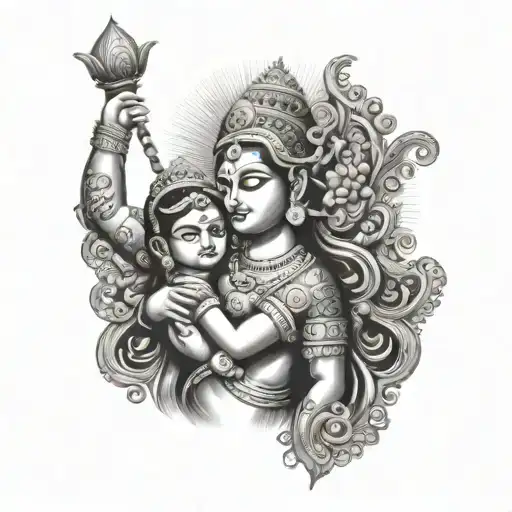 durga devi bhawan katra and mother tattoo design idea