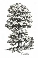 sequoia tree with March birth flower tattoo design idea