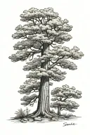 sequoia tree with March birth flower tattoo design idea