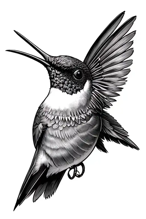 face Aztec Hummingbird eating tattoo design idea