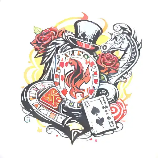 poker and horse betting  tattoo design idea