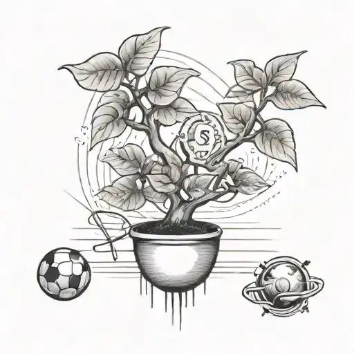 money tree and American  football and science tattoo design idea