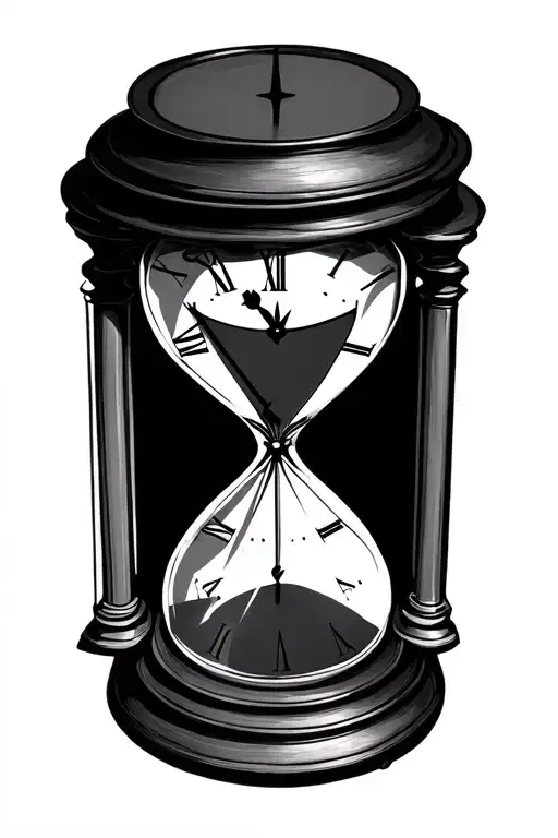 hour glass clock tattoo design idea
