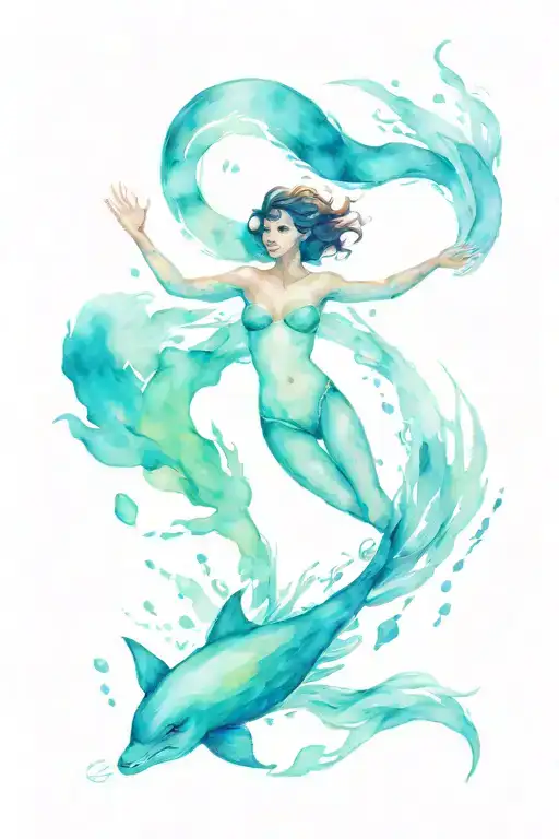 love lost souls swimming tattoo design idea