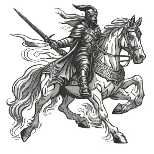 Creat a unique tattoo design which represent lone warrior. tattoo design idea