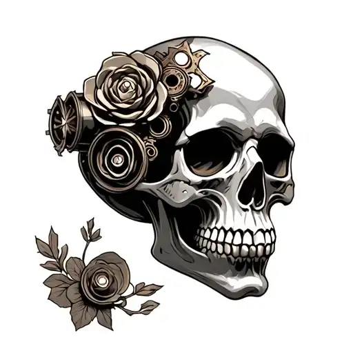 steampunk skull tattoo design idea