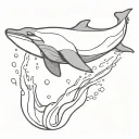 mother killer whale jumping from water while baby killer whale looks tattoo design idea