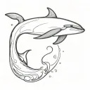 mother killer whale jumping from water while baby killer whale looks tattoo design idea
