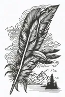 smoky mountains with native american feathers tattoo design idea