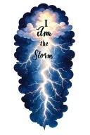 a soft lightning storm with the words "I am the storm". include the storm cloud. make the lightning extend down the arm tattoo design idea