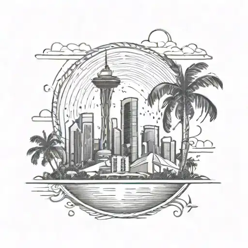 Miami skyline tattoo design idea