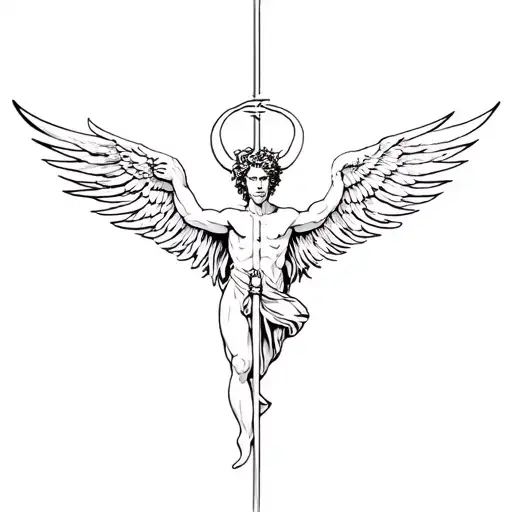 saint michael killing lucifer tattoo design idea