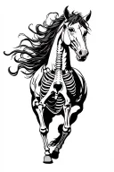 horse skeleton galloping tattoo design idea