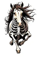 horse skeleton galloping tattoo design idea