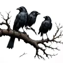 dead tree branch and three crows  tattoo design idea