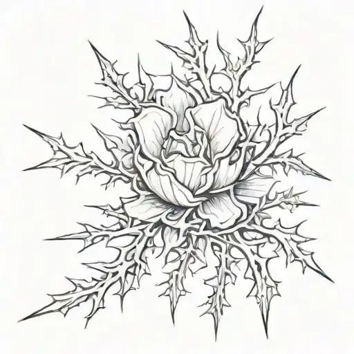 long sharp and jagged lines with thorns and needles tattoo design idea