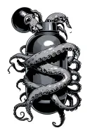 bomb with squid wrapping its tentacles tattoo design idea