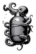 bomb with squid wrapping its tentacles tattoo design idea