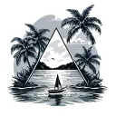 bermuda triangle vacation tattoo design idea