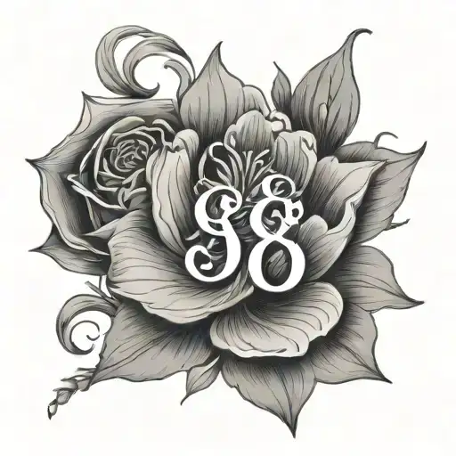 June birth flower, number 8, initials JJ tattoo design idea