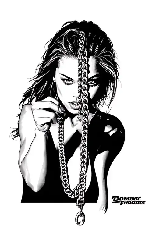 a woman hand holding the dominic toretto chain necklace have in fast and furious  tattoo design idea