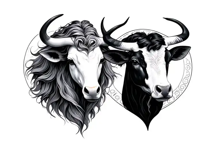 virgo and taurus zodiac sign tattoo design idea