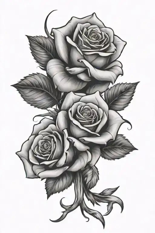 roses and breast cancer awareness ribbon tattoo design idea