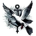 anchor with dove flying tattoo design idea