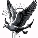 anchor with dove flying tattoo design idea