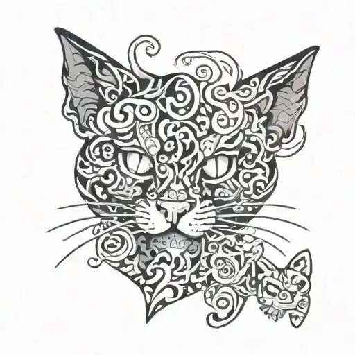 patterns black cats demons tattoo design idea